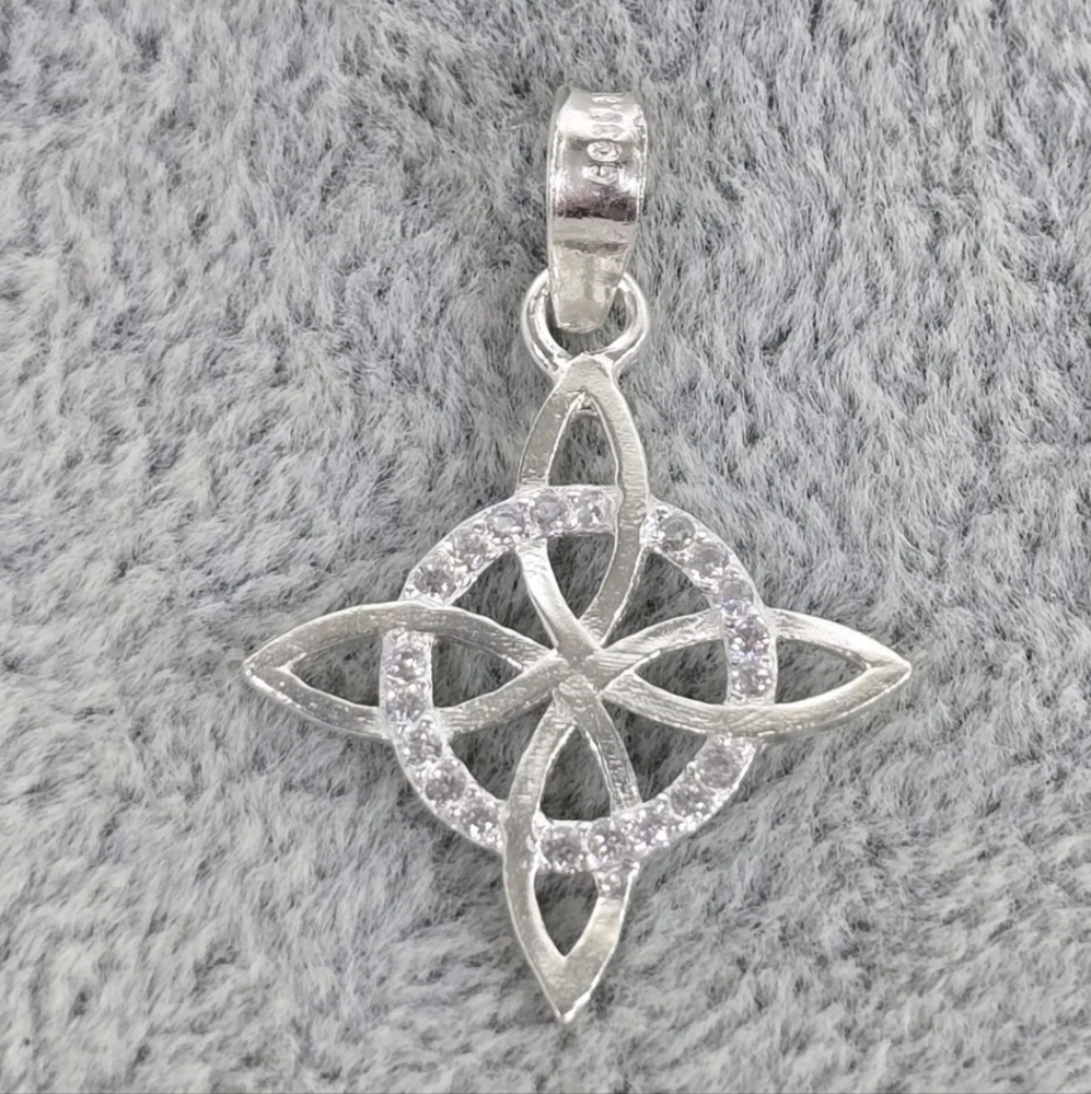 Witch Knot Pendant Charm CZ Amulet 925 Mexican Sterling Silver